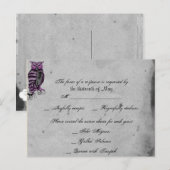 Paarse Gotische Uil Posh RSVP Briefkaart (Voorkant / Achterkant)