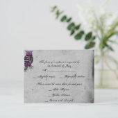 Paarse Gotische Uil Posh RSVP Briefkaart (Staand voorkant)