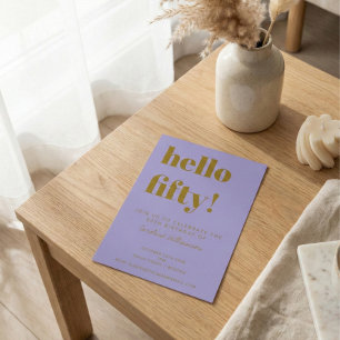 Paarse Goud 50e Verjaardagsfeest Moderne Typografi Kaart