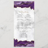 Paarse Goud Agate Whimsical Script Marmeren Bruilo Programma (Achterkant)