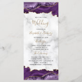 Paarse Goud Agate Whimsical Script Marmeren Bruilo Programma (Voorkant)