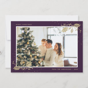 Paarse Goud Foto Kerstkaart