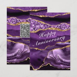 Paarse Goud Uw QR code wenst Jubileum Kaart