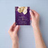 Paarse goudballonvaarzen flyer (Hand)