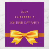 Paarse goudboegnaam wijn etiket (Enkel label)