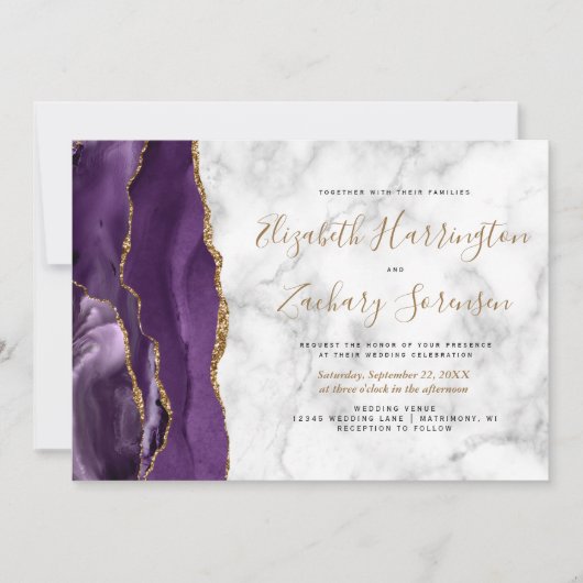 Paarse goudbruidmarmer kaart (Voorkant)