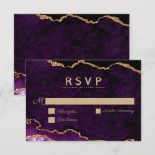 Paarse goudbruistoeperij RSVP kaartje (Voorkant / Achterkant)