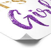 Paarse goudConfetti Het is een meisjesbordje Baby Poster (Hoek)