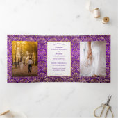  Paarse gouddhonk  bruiloft Drieluik Uitnodiging (Binnen)