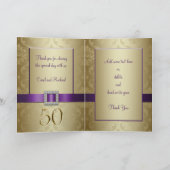 Paarse gouden 50ste bruiloft Jubileum dank u Bedankkaart (Binnen)