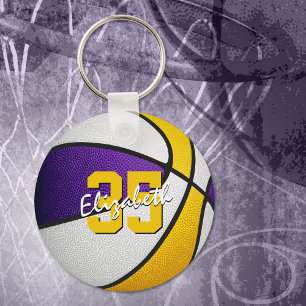 paarse gouden aangepaste speler naam basketbal sleutelhanger