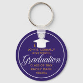 Paarse Gouden Afstuderen Custom 2025 Afstuderen Sleutelhanger (Voorkant)