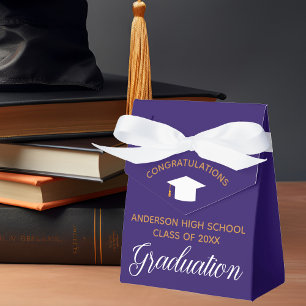 Paarse Gouden Afstuderen Elegant Custom 2025 Party Bedankdoosjes