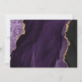 Paarse gouden agaat script bruiloft kaart (Achterkant)