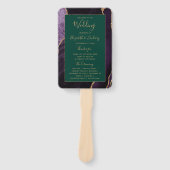 Paarse gouden agaat smaragdgroen huwelijksprogramm handwaaier (Voorkant)