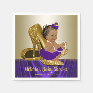 Paarse Gouden Baby Shower Papieren Servetten