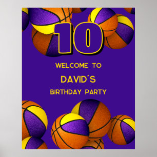 paarse gouden basketbal team kleuren feest welkom poster