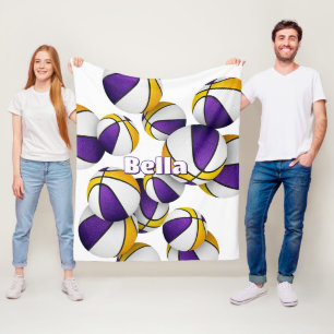 paarse gouden basketbalteam kleuren sportdecor fleece deken