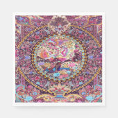 Paarse Gouden Blauwe Perzische Bloemen Pauw Decoup Servet (Voorkant)