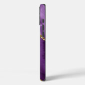 Paarse gouden bloemagaat monogram Case-Mate iPhone case (Achterkant / Links)