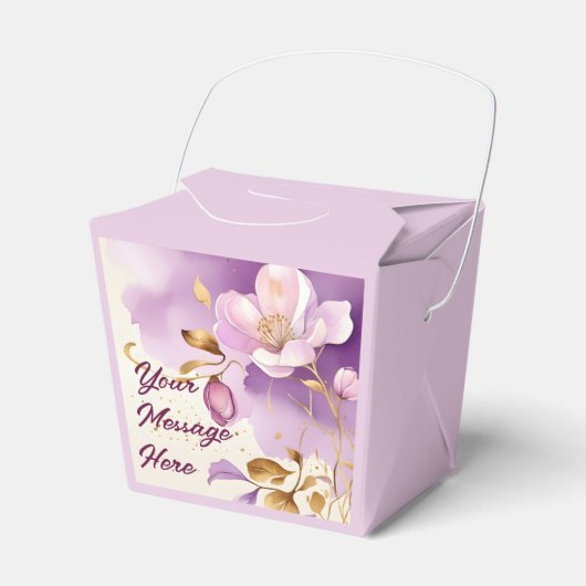 Paarse gouden bloemen Bedankdoosjes (Voorkant Zijde)