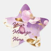 Paarse gouden bloemen Ster Sticker (Voorkant)