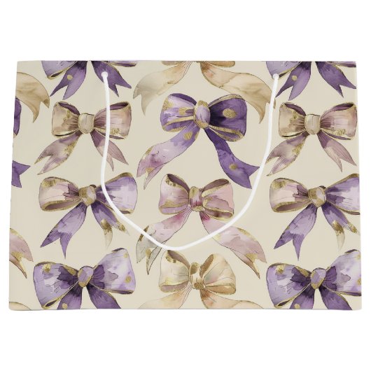 Paarse gouden bogen Verjaardag Groot Cadeauzakje (Voorkant)