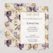 Paarse gouden bogen Verjaardag Kaart (Voorkant / Achterkant)