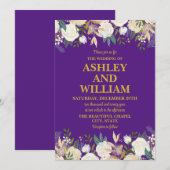Paarse & Gouden Boho Boheemse Chic Greenery Weddin Kaart (Voorkant / Achterkant)