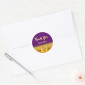 Paarse gouden boog Dank u Ronde Sticker (Envelop)