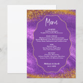 Paarse Gouden Bruiloft Menu (Voorkant / Achterkant)