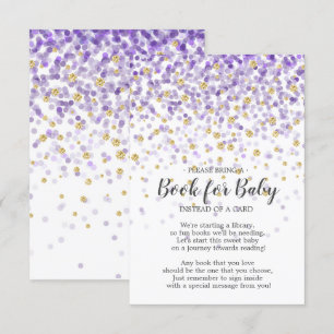 Paarse Gouden Confetti Baby shower Boek voor Baby Kaart