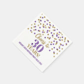 Paarse Gouden Confetti Hoera voor 30 Jaar Verjaard Servet (Hoek)