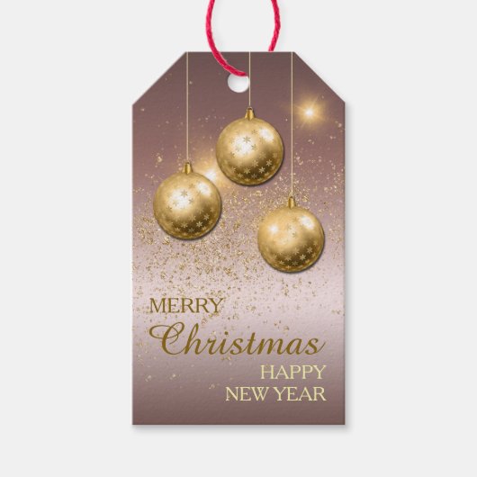 Paarse gouden Confetti kerstpannen Cadeaulabel (Voorkant)