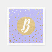 Paarse & Gouden Confetti Stippen Moderne Monogram Servetten (Voorkant)