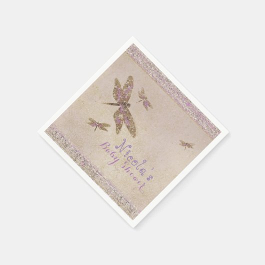 Paarse & Gouden Dragonflies Dragonfly Custom Party Servetten (Hoek)