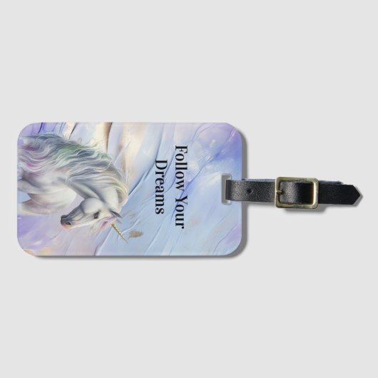 Paarse gouden droom eenhoorn bagagelabel (Voorkant (horizontaal))