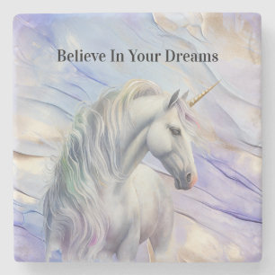 Paarse gouden droom eenhoorn stenen onderzetter