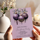 Paarse & gouden Elegant Kerstfeest Kaart