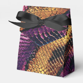 Paarse, gouden en blauwe slangenhuid bedankdoosjes