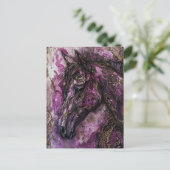 Paarse gouden en zwarte paard briefkaart (Staand voorkant)