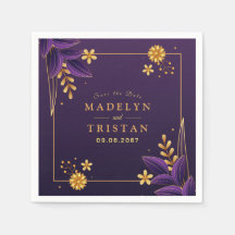 Paarse & gouden esthetiek bloemenbruiloft