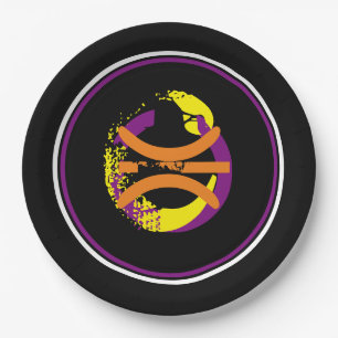 Paarse/Gouden Geel/Zwart Basketbal 9" Borden Papieren Bordje