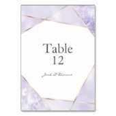 Paarse & Gouden Geometrische Trouwtafelnummers Kaart (Achterkant)