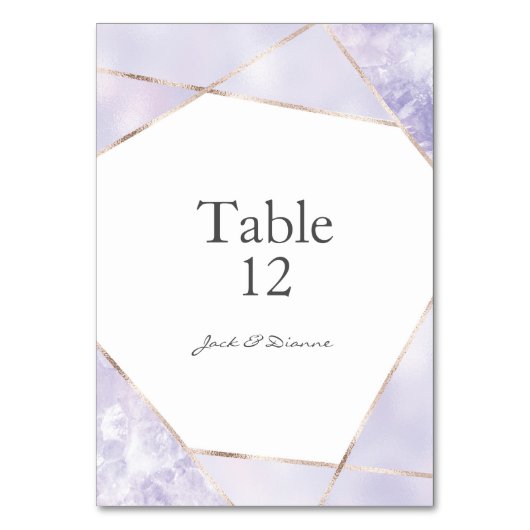Paarse & Gouden Geometrische Trouwtafelnummers Kaart (Achterkant)