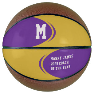 Paarse gouden gepersonaliseerde basketbal
