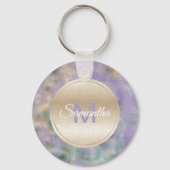Paarse gouden glam Blauwgroen Abstract monogram Sleutelhanger (Voorkant)