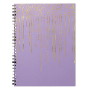 Paarse Gouden Glam Confetti Strepen Stippen Notitieboek