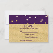Paarse & Gouden Glanzende Confetti Stippen Chic Mo RSVP Kaartje (Voorkant)