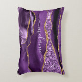 Paarse gouden glitter aangepaste Jouw naam accent Kussen (Voorkant(Verticaal))